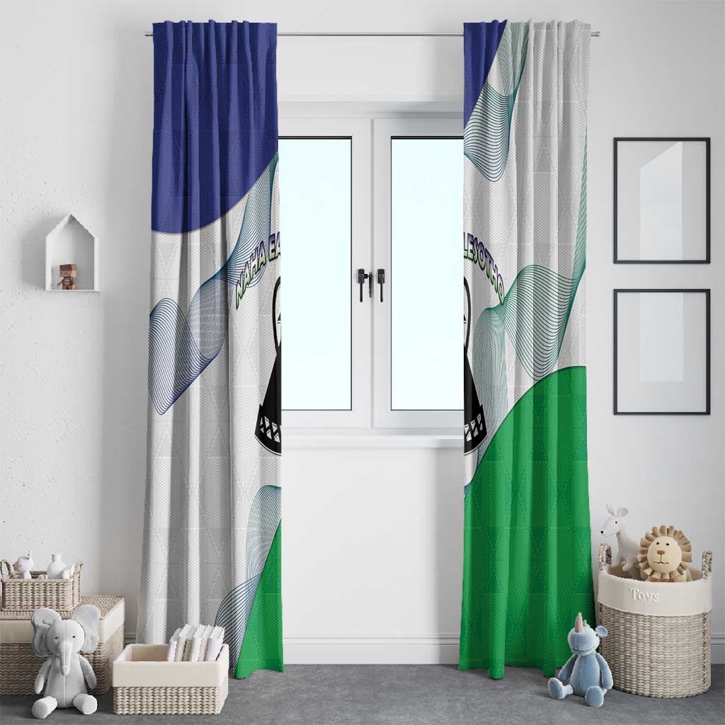 Naha ea Lesotho Window Curtain Coat Of Arms With Kente Pattern - African Pride