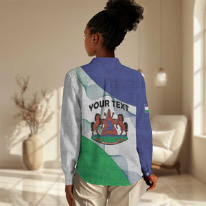 Personalized Naha ea Lesotho Women Casual Shirt Coat Of Arms With Kente Pattern - African Pride