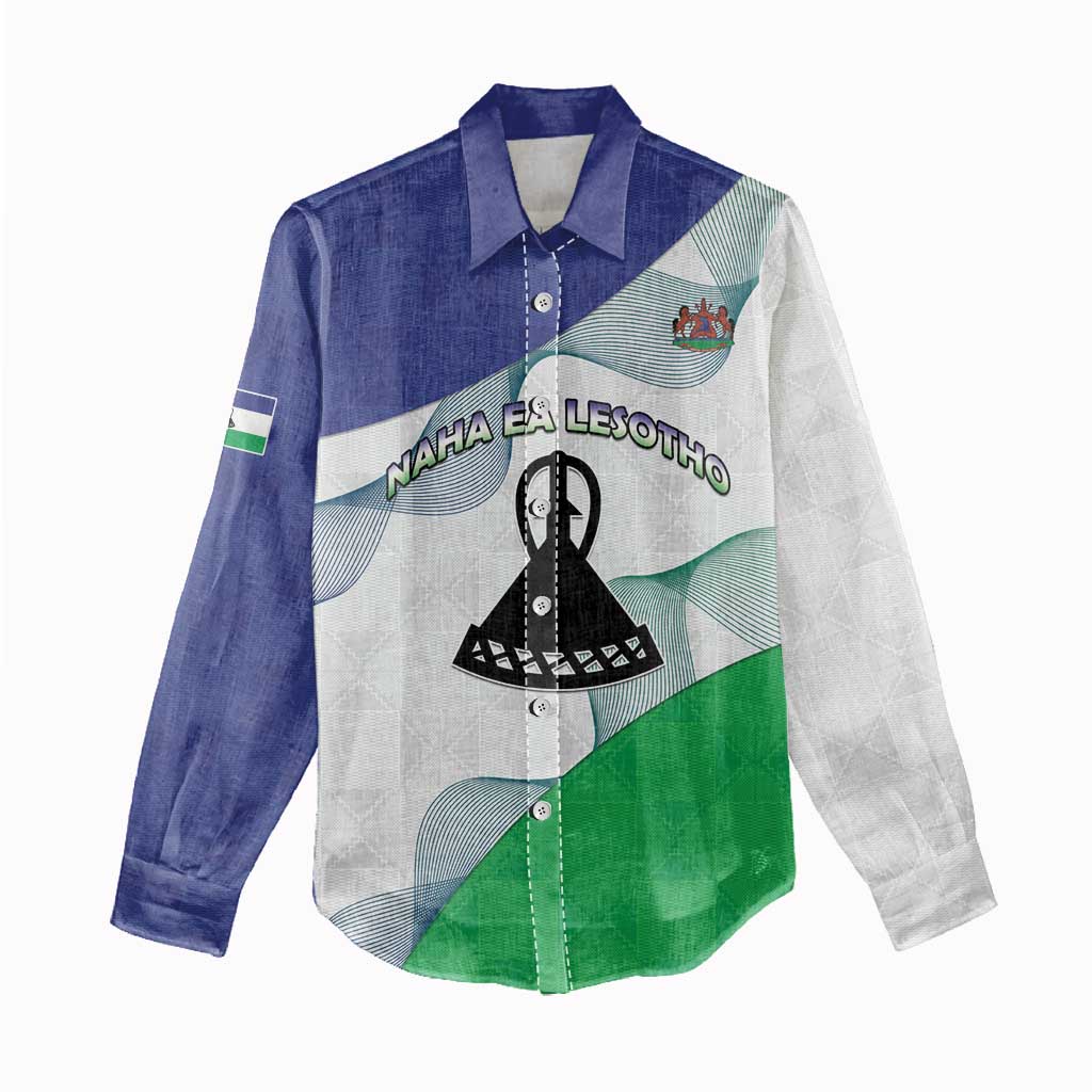 Personalized Naha ea Lesotho Women Casual Shirt Coat Of Arms With Kente Pattern - African Pride