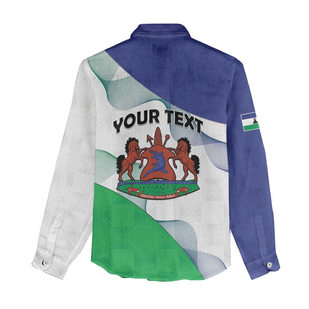 Personalized Naha ea Lesotho Women Casual Shirt Coat Of Arms With Kente Pattern - African Pride