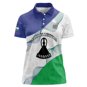 Personalized Naha ea Lesotho Women Polo Shirt Coat Of Arms With Kente Pattern - African Pride