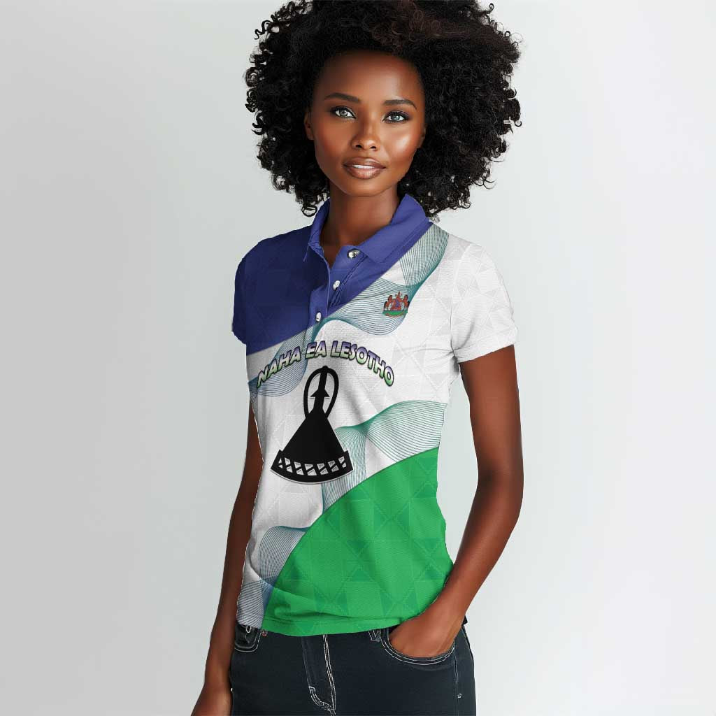 Personalized Naha ea Lesotho Women Polo Shirt Coat Of Arms With Kente Pattern - African Pride