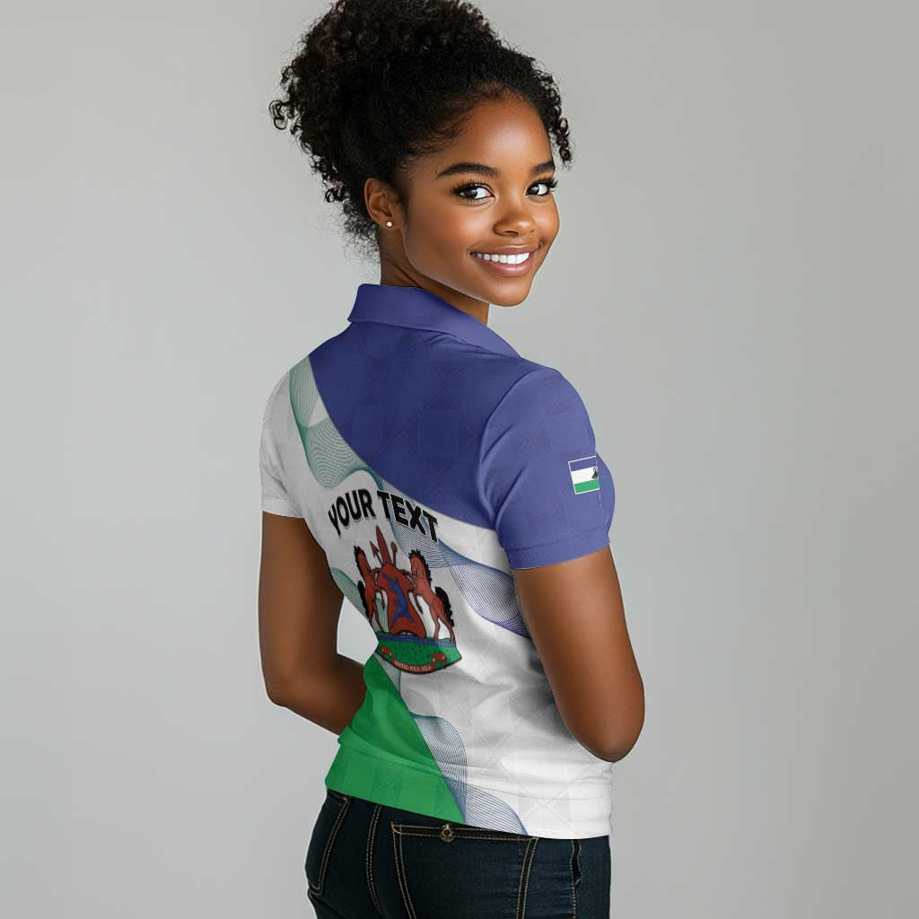 Personalized Naha ea Lesotho Women Polo Shirt Coat Of Arms With Kente Pattern - African Pride