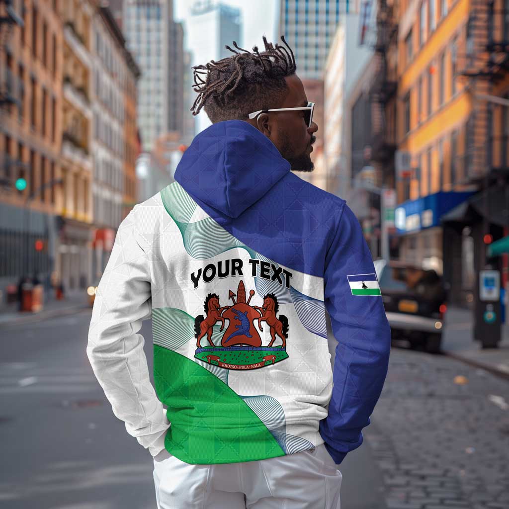 Personalized Naha ea Lesotho Zip Hoodie Coat Of Arms With Kente Pattern - African Pride