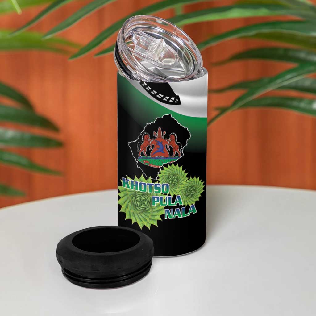 Happy Lesotho Independence Day 4 in 1 Can Cooler Tumbler Khotso Pula Nala - African Pride