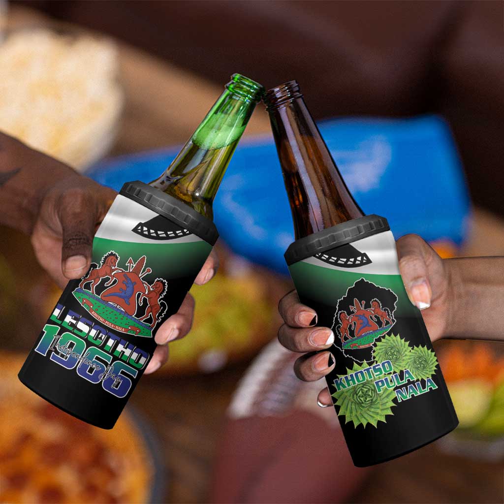 Happy Lesotho Independence Day 4 in 1 Can Cooler Tumbler Khotso Pula Nala - African Pride