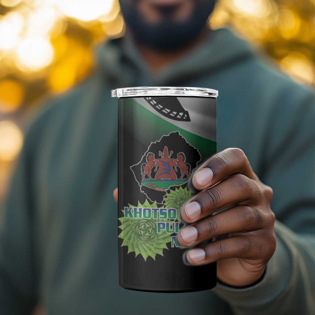 Happy Lesotho Independence Day 4 in 1 Can Cooler Tumbler Khotso Pula Nala - African Pride
