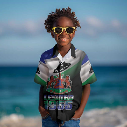 Happy Lesotho Independence Day Kid Hawaiian Shirt Khotso Pula Nala - African Pride