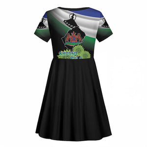 Happy Lesotho Independence Day Kid Short Sleeve Dress Khotso Pula Nala - African Pride