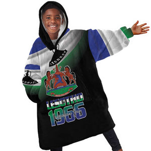 Happy Lesotho Independence Day Kid Wearable Blanket Hoodie Khotso Pula Nala - African Pride