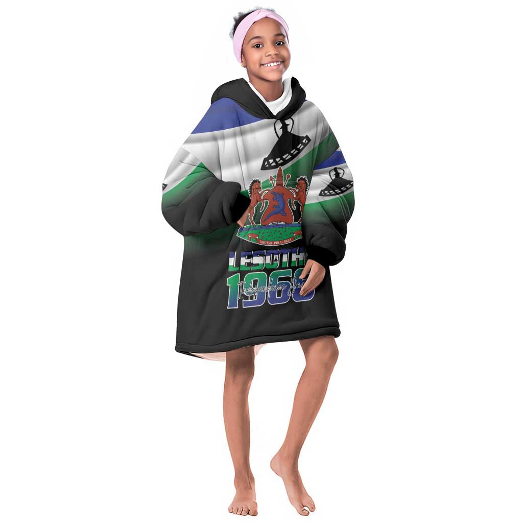 Happy Lesotho Independence Day Kid Wearable Blanket Hoodie Khotso Pula Nala - African Pride