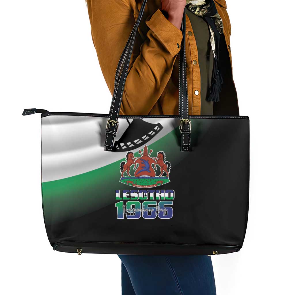 Happy Lesotho Independence Day Leather Tote Bag Khotso Pula Nala - African Pride