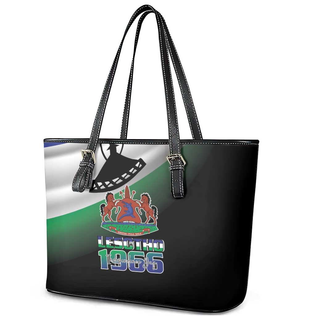Happy Lesotho Independence Day Leather Tote Bag Khotso Pula Nala - African Pride