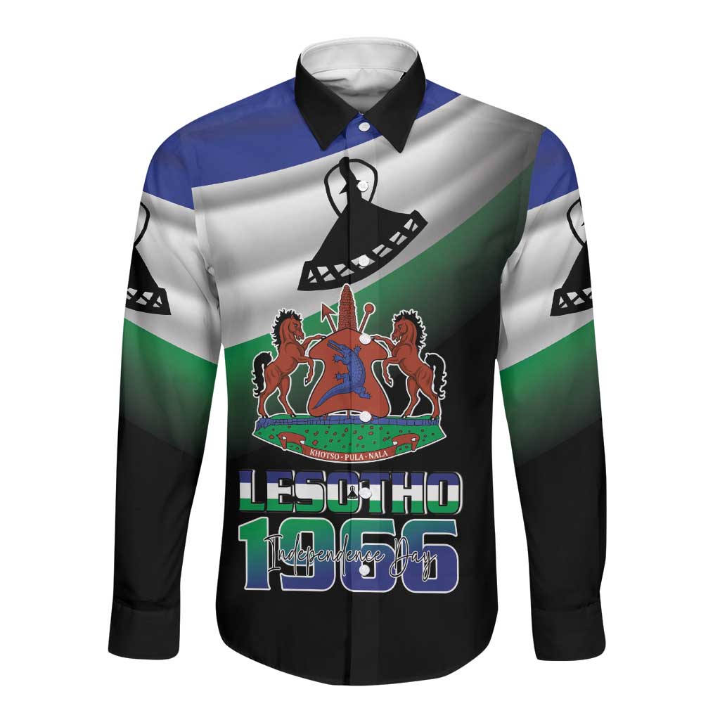 Happy Lesotho Independence Day Long Sleeve Button Shirt Khotso Pula Nala - African Pride