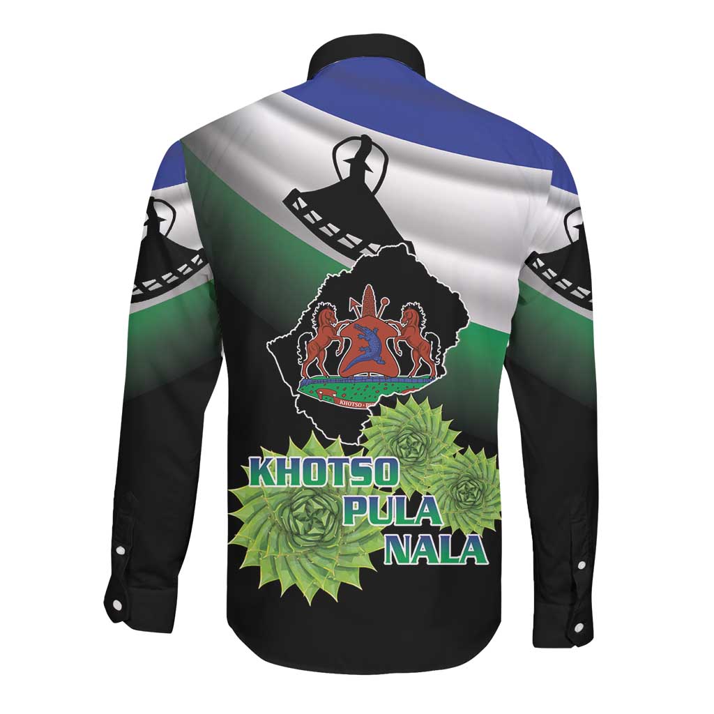 Happy Lesotho Independence Day Long Sleeve Button Shirt Khotso Pula Nala - African Pride
