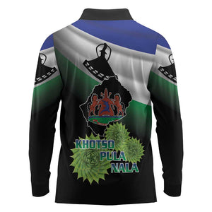 Happy Lesotho Independence Day Long Sleeve Polo Shirt Khotso Pula Nala - African Pride