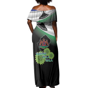 Happy Lesotho Independence Day Off Shoulder Maxi Dress Khotso Pula Nala - African Pride