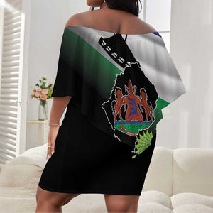 Happy Lesotho Independence Day Off Shoulder Short Dress Khotso Pula Nala - African Pride