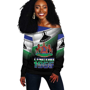 Happy Lesotho Independence Day Off Shoulder Sweater Khotso Pula Nala - African Pride