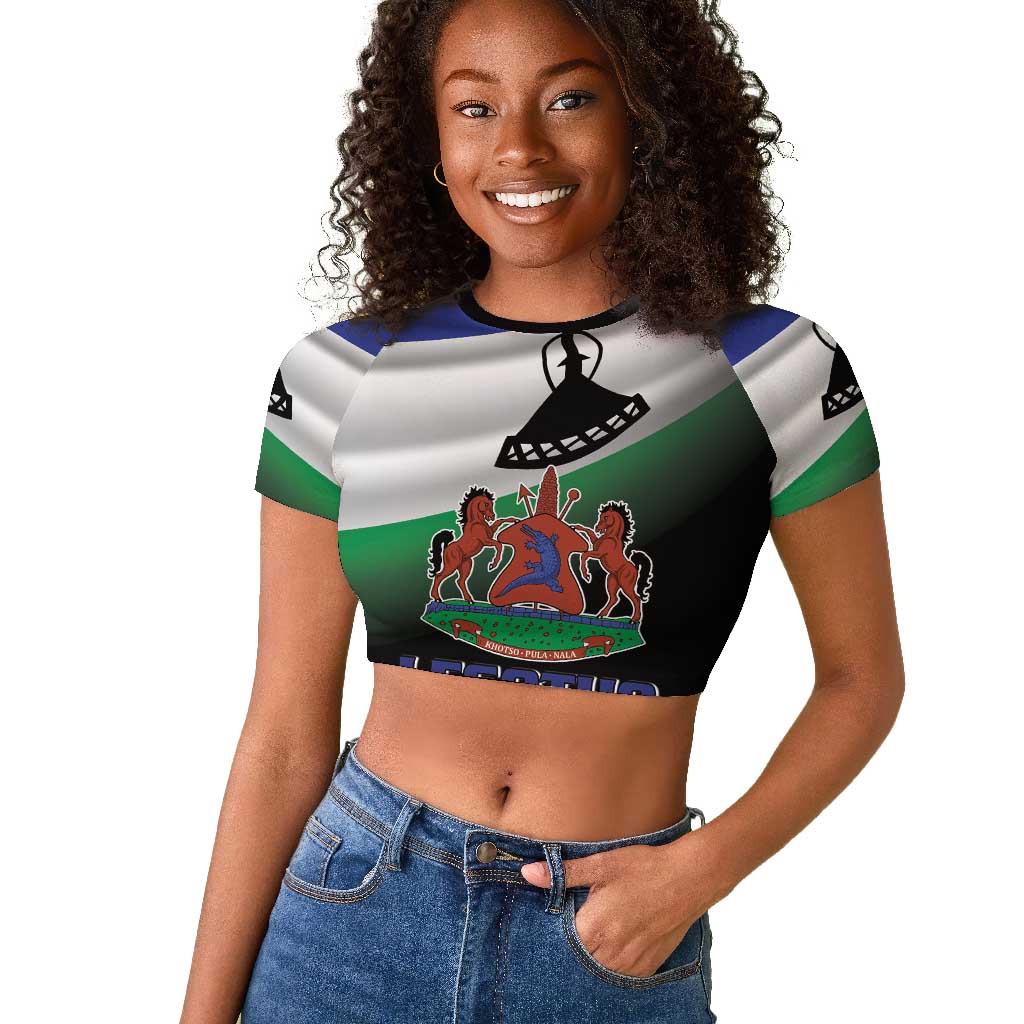 Happy Lesotho Independence Day Raglan Cropped T shirt Khotso Pula Nala - African Pride