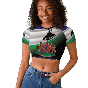 Happy Lesotho Independence Day Raglan Cropped T shirt Khotso Pula Nala - African Pride