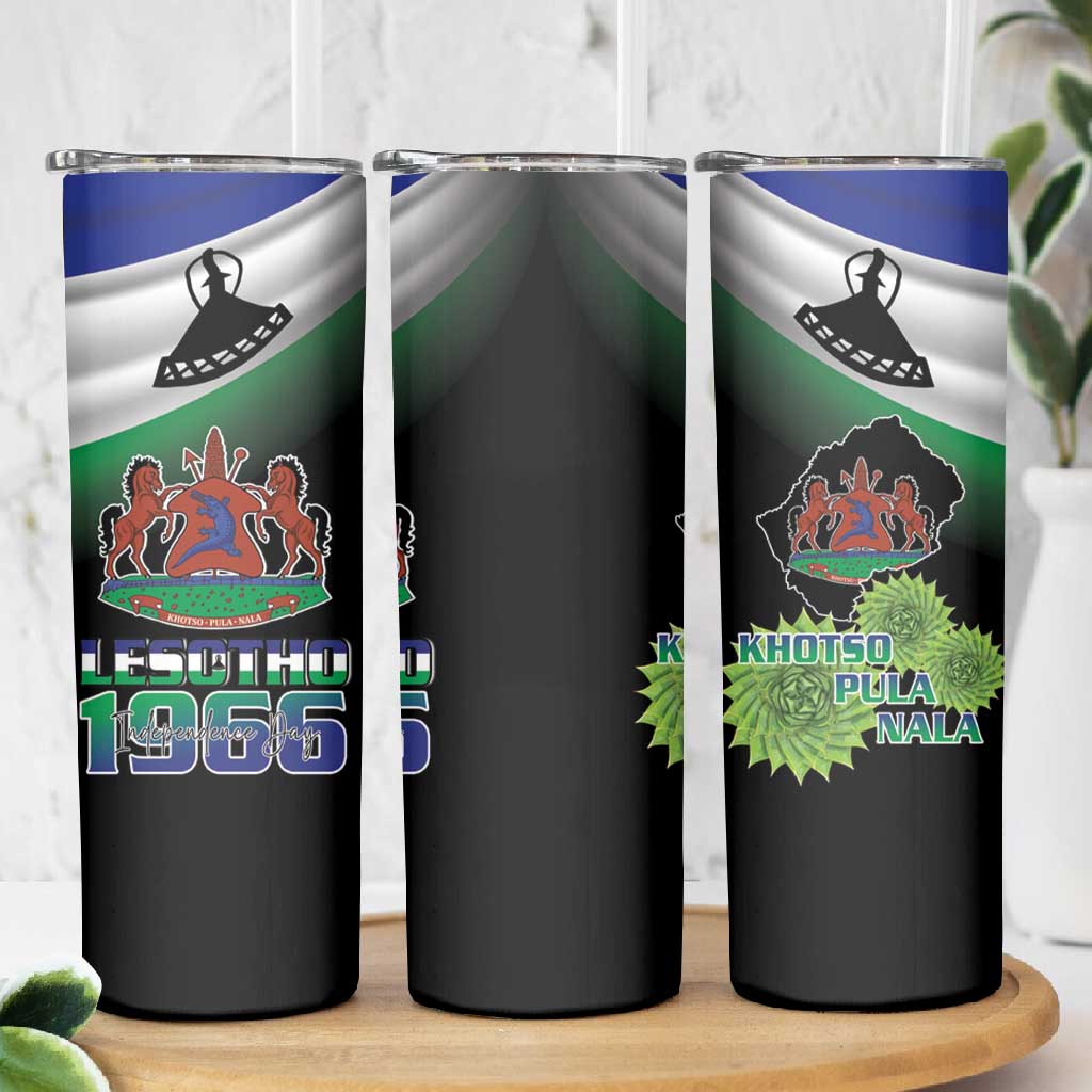 Happy Lesotho Independence Day Skinny Tumbler Khotso Pula Nala - African Pride