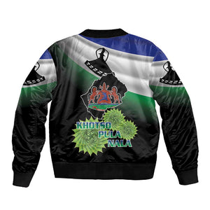 Happy Lesotho Independence Day Sleeve Zip Bomber Jacket Khotso Pula Nala - African Pride
