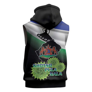 Happy Lesotho Independence Day Sleeveless Hoodie Khotso Pula Nala - African Pride