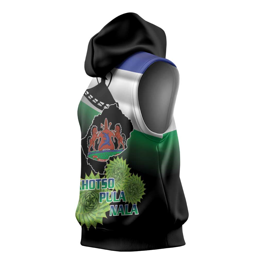 Happy Lesotho Independence Day Sleeveless Hoodie Khotso Pula Nala - African Pride