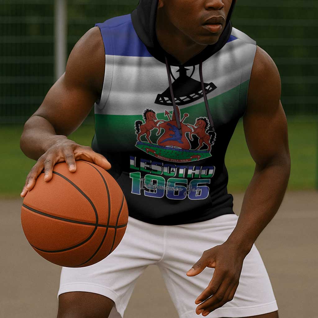 Happy Lesotho Independence Day Sleeveless Hoodie Khotso Pula Nala - African Pride