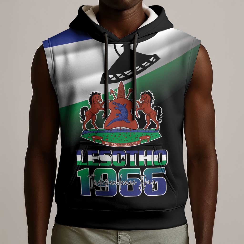 Happy Lesotho Independence Day Sleeveless Hoodie Khotso Pula Nala - African Pride