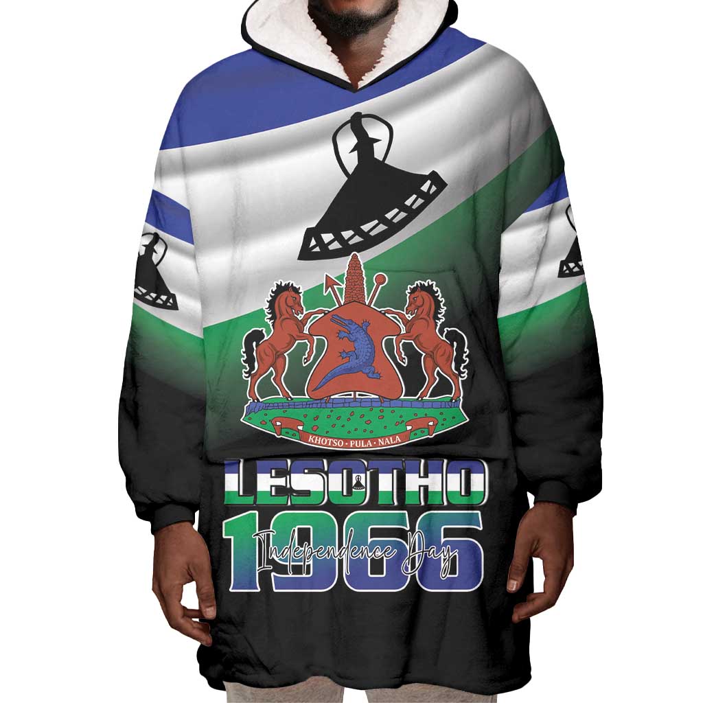Happy Lesotho Independence Day Wearable Blanket Hoodie Khotso Pula Nala - African Pride