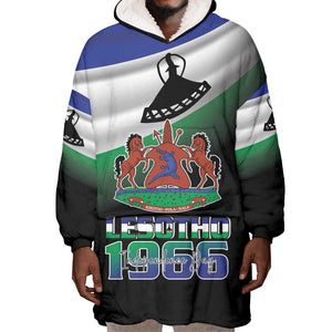 Happy Lesotho Independence Day Wearable Blanket Hoodie Khotso Pula Nala - African Pride