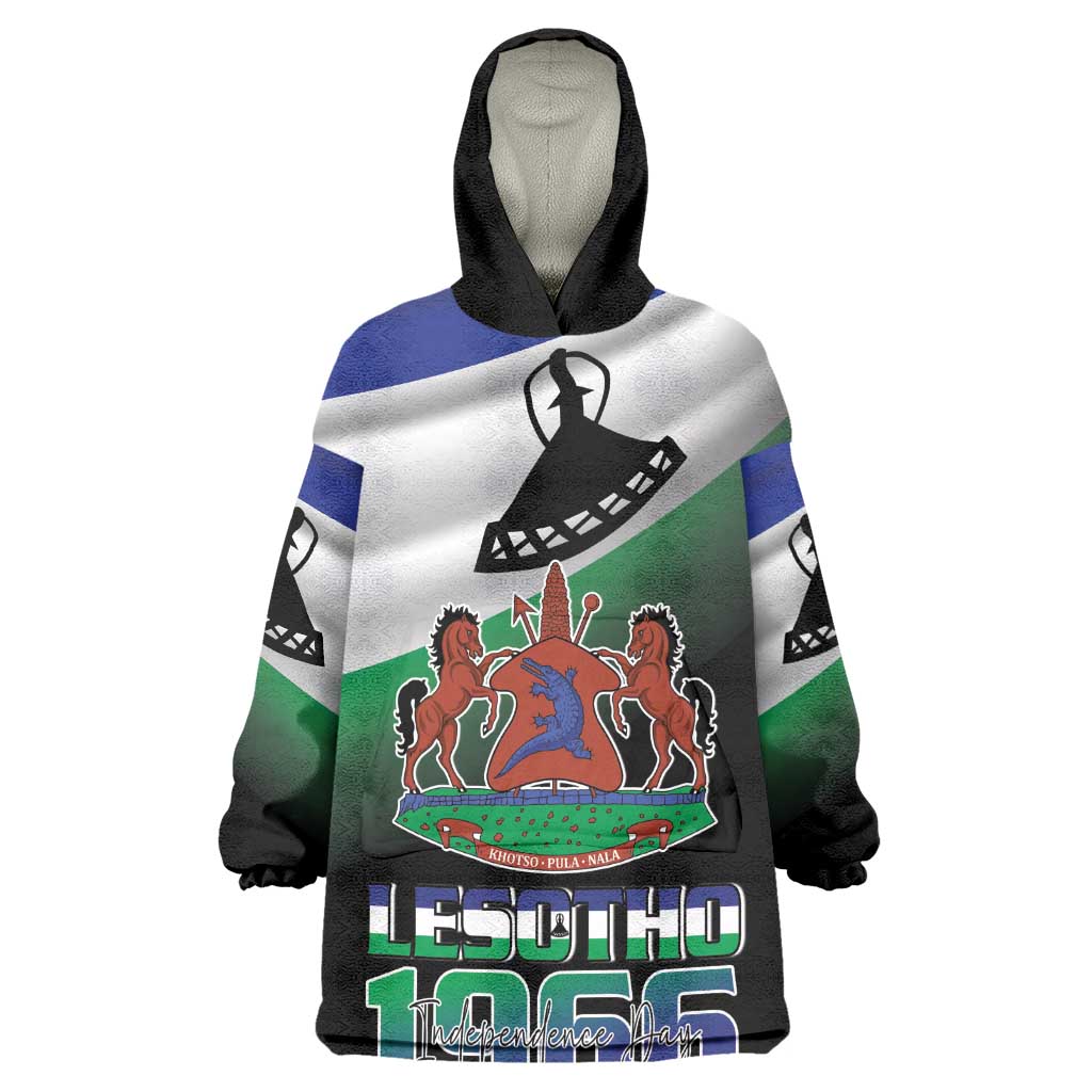 Happy Lesotho Independence Day Wearable Blanket Hoodie Khotso Pula Nala - African Pride