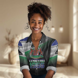 Happy Lesotho Independence Day Women Casual Shirt Khotso Pula Nala - African Pride