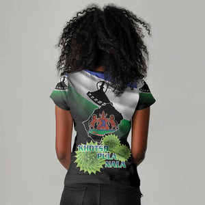 Happy Lesotho Independence Day Women V-Neck T-Shirt Khotso Pula Nala - African Pride