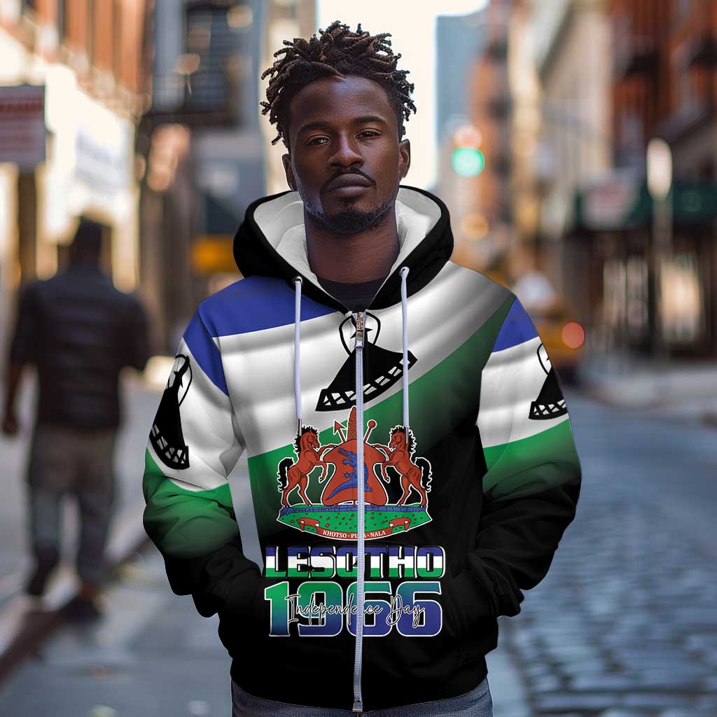 Happy Lesotho Independence Day Zip Hoodie Khotso Pula Nala - African Pride