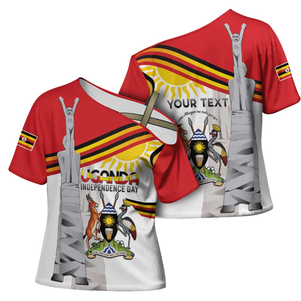 Personalized Uganda Independence Day Cross Shoulder Shirt Independence Monument - Coat Of Arms
