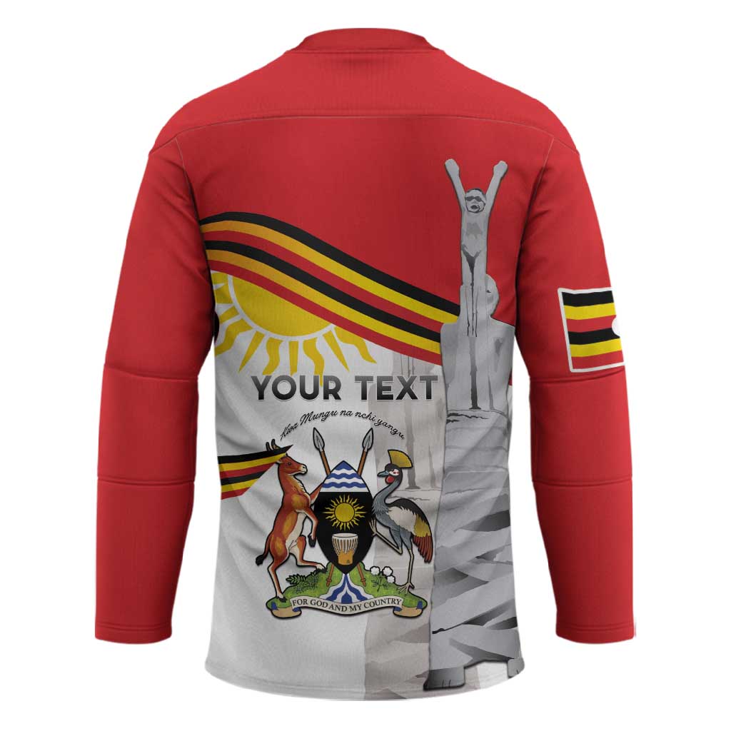 Personalized Uganda Independence Day Hockey Jersey Independence Monument - Coat Of Arms