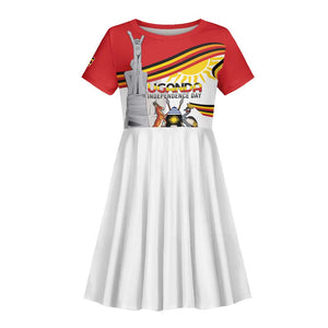 Uganda Independence Day Personalized Kid Short Sleeve Dress Independence Monument - African Pride