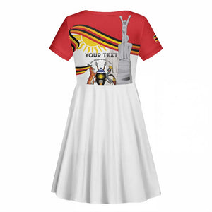 Uganda Independence Day Personalized Kid Short Sleeve Dress Independence Monument - African Pride