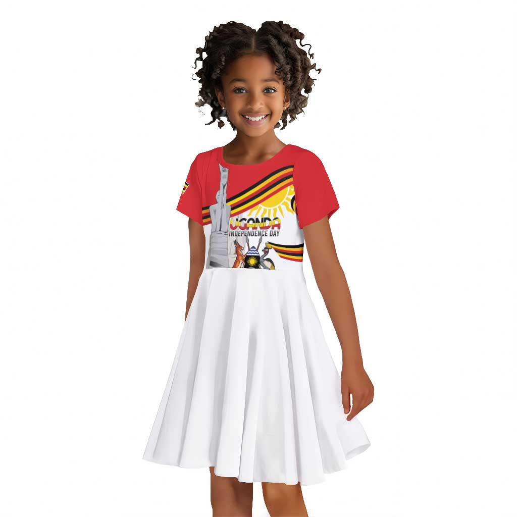 Uganda Independence Day Personalized Kid Short Sleeve Dress Independence Monument - African Pride