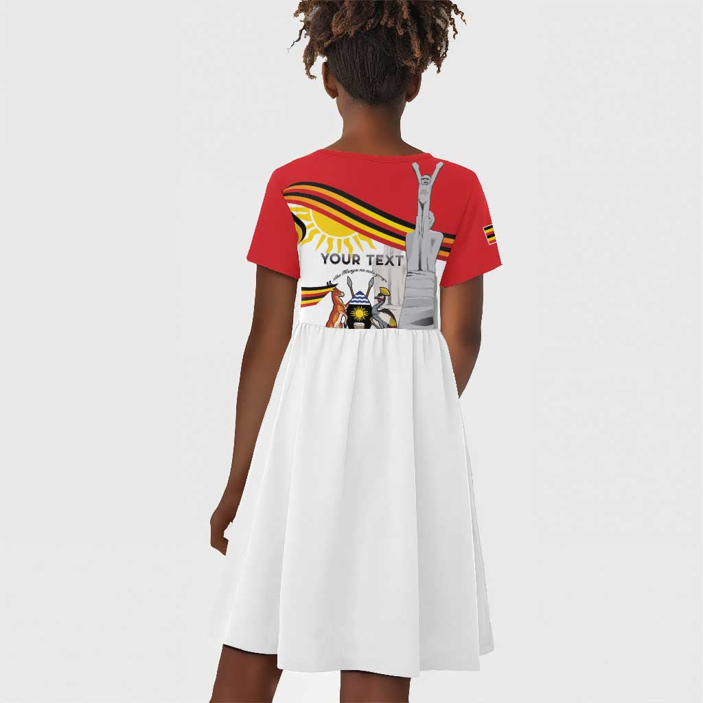 Uganda Independence Day Personalized Kid Short Sleeve Dress Independence Monument - African Pride