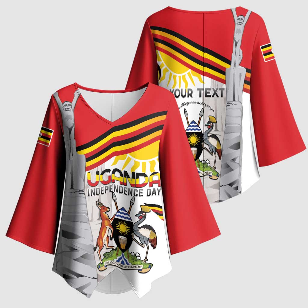 Personalized Uganda Independence Day Kimono Sleeve Blouse Independence Monument - Coat Of Arms