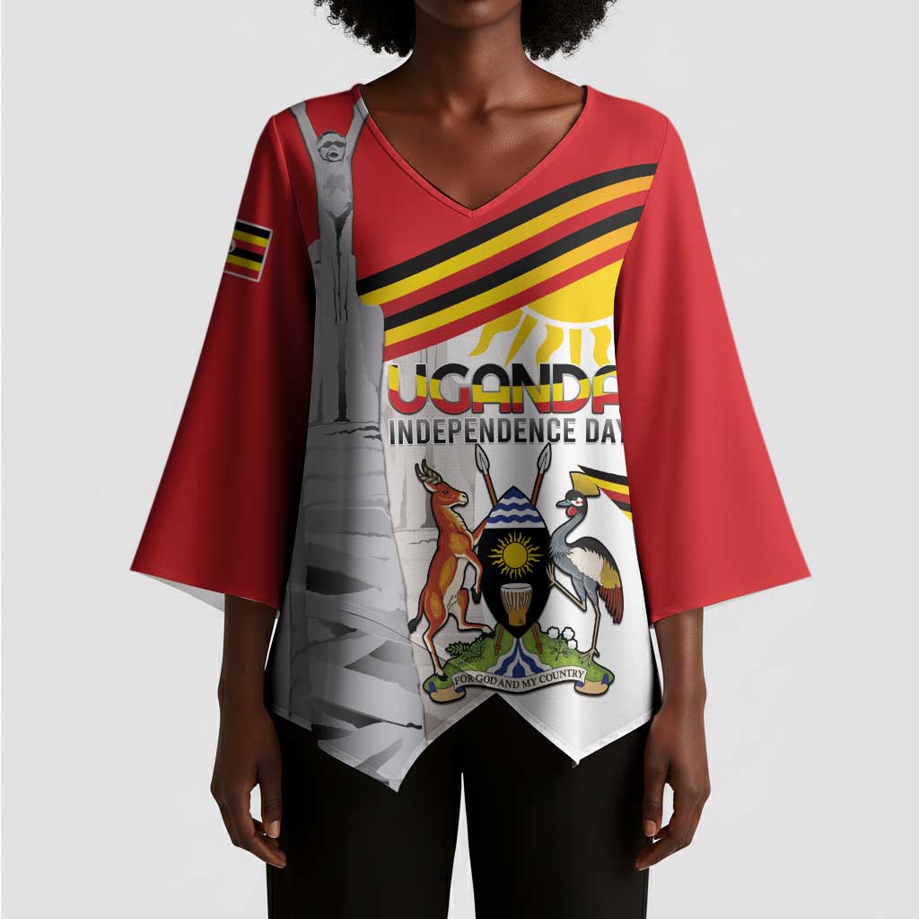 Personalized Uganda Independence Day Kimono Sleeve Blouse Independence Monument - Coat Of Arms