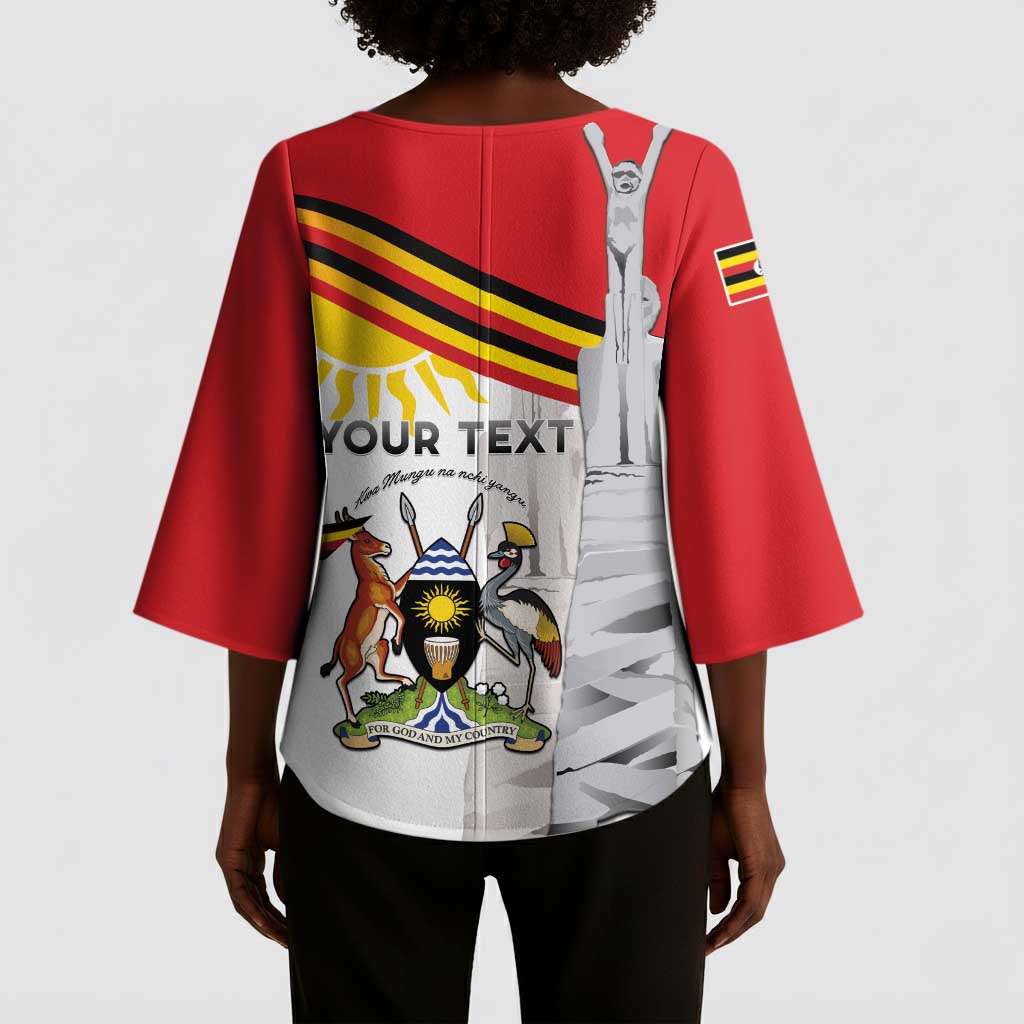 Personalized Uganda Independence Day Kimono Sleeve Blouse Independence Monument - Coat Of Arms