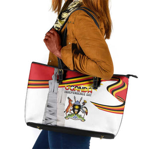 Uganda Independence Day Leather Tote Bag Independence Monument - African Pride