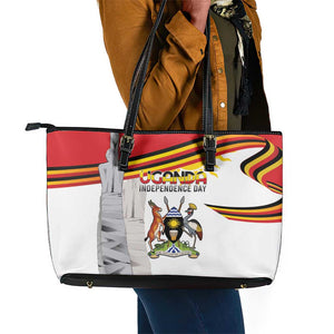 Uganda Independence Day Leather Tote Bag Independence Monument - African Pride
