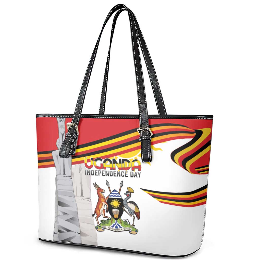 Uganda Independence Day Leather Tote Bag Independence Monument - African Pride