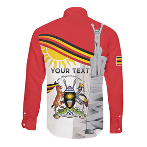 Uganda Independence Day Personalized Long Sleeve Button Shirt Independence Monument - African Pride